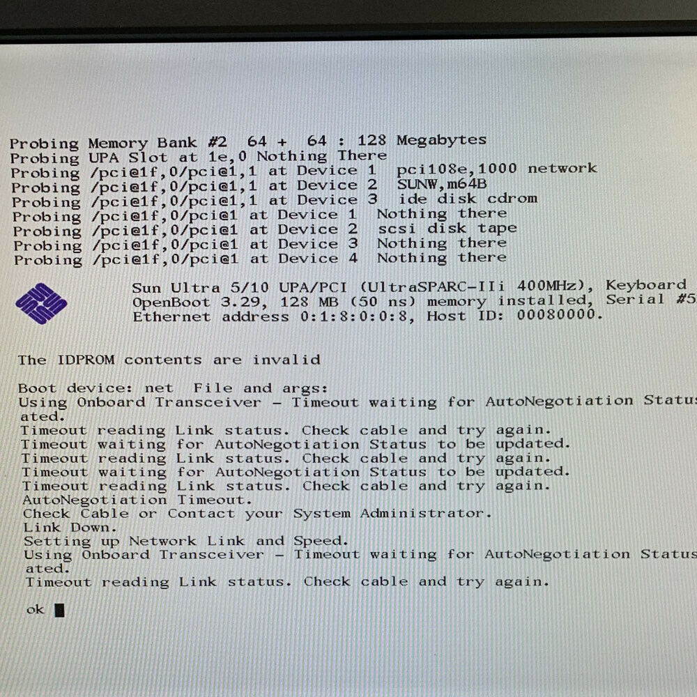 Vintage Sun Ultra 5 UltraSPARC IIi 400Mhz 128MB Ram 20GB HDD No OS H