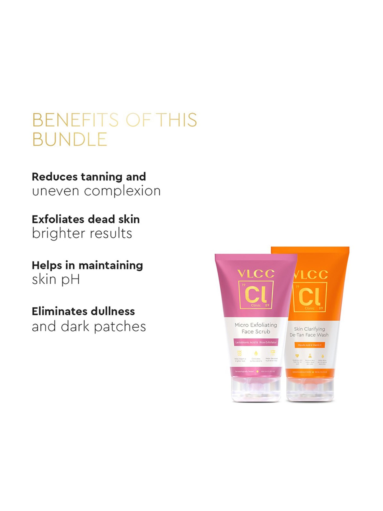 VLCC Clinic Skin Clarifying De-Tan Face Wash & Micro Exfoliating Face Scrub Combo