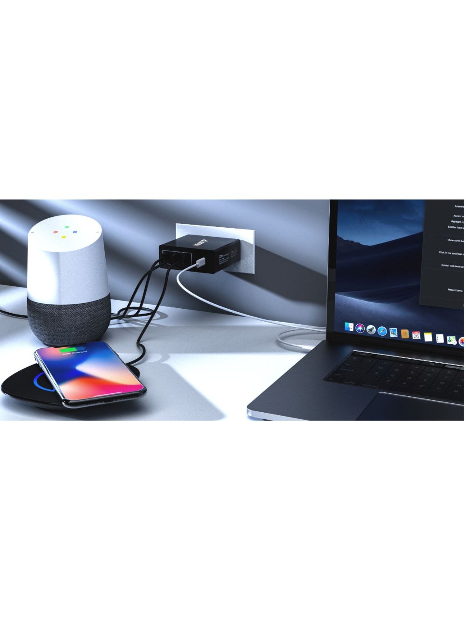 AMX XP 60 4 Port 62W Wall Charger 45W USB C Power Delivery PPS 3.0 (Black)