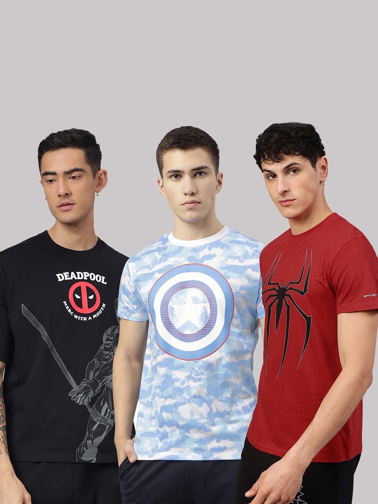 Free Authority Multicolor Regular Fit Avengers Printed Crew T-Shirt - Pack of 3