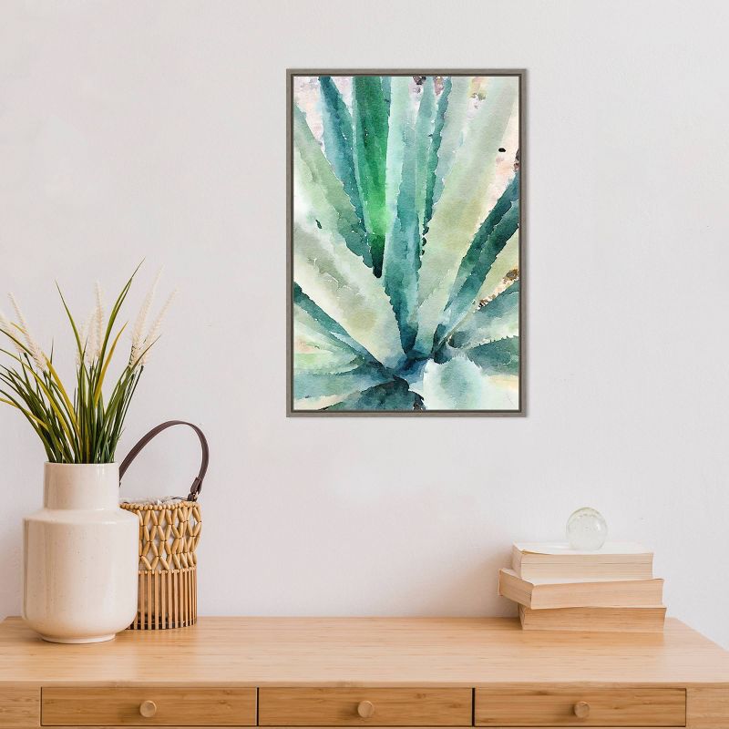 16" x 23" Rustic Succulent II by Irena Orlov Framed Canvas Wall Art - Amanti Art