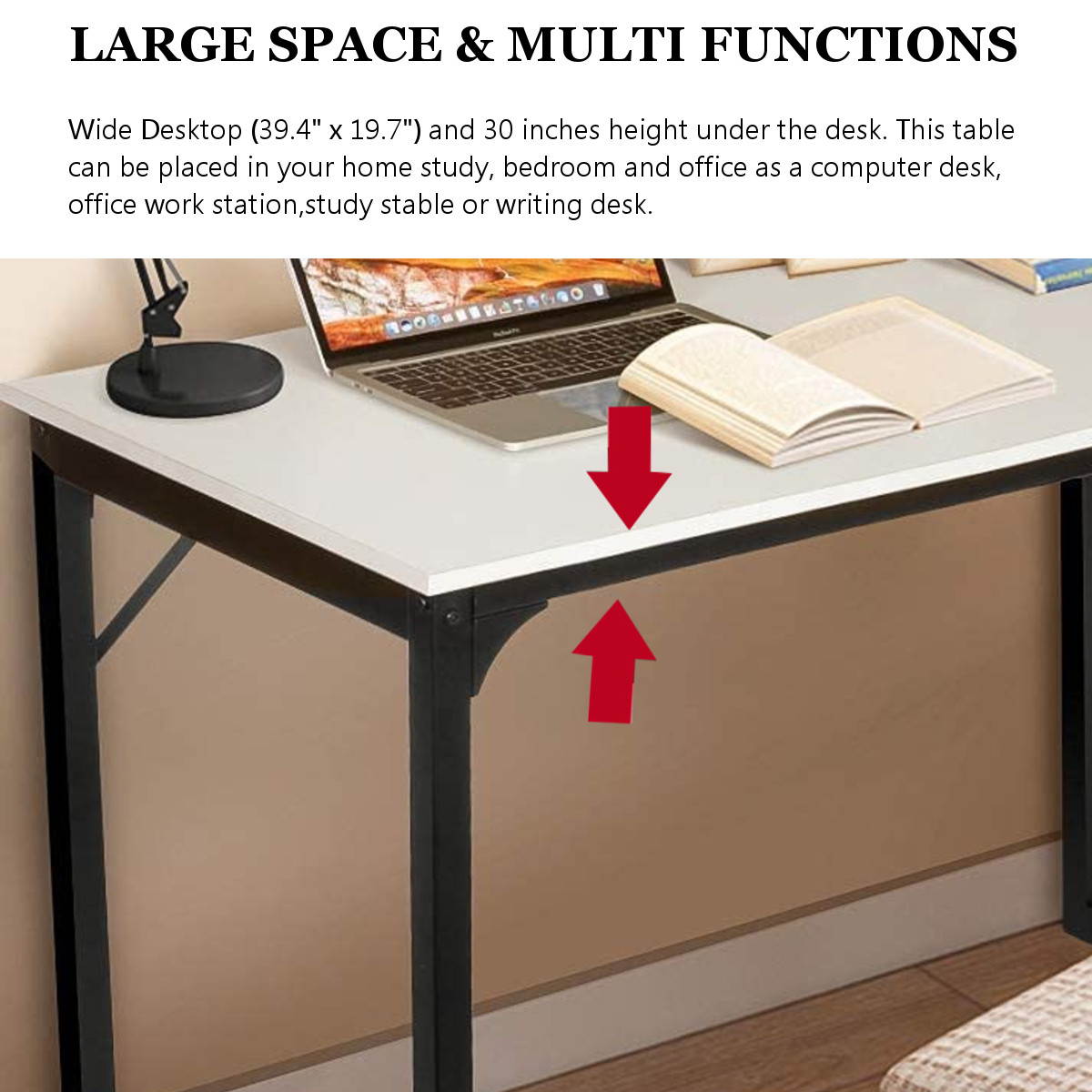 39" Modern Simple Computer Desk Wood Laptop Tables Study Metal Frame Home Office