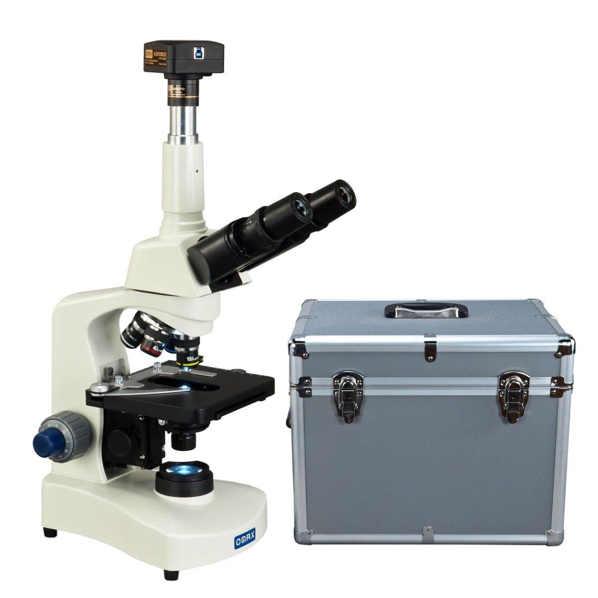 OMAX 40X-2500X USB3 18MP Digital Lab Trinocular LED Compound Microscope with Aluminum Carrying Case