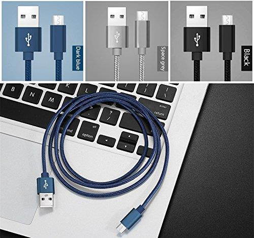 RoFI Micro USB Cable, [2Pack] 0.6M Samsung Charger, Nylon Braided Micro USB Charger, High Speed USB 2.0 A to Micro B Charging Cord Universal for HTC, S6, Kindle, Android, and More (Blue, 2 Feet)