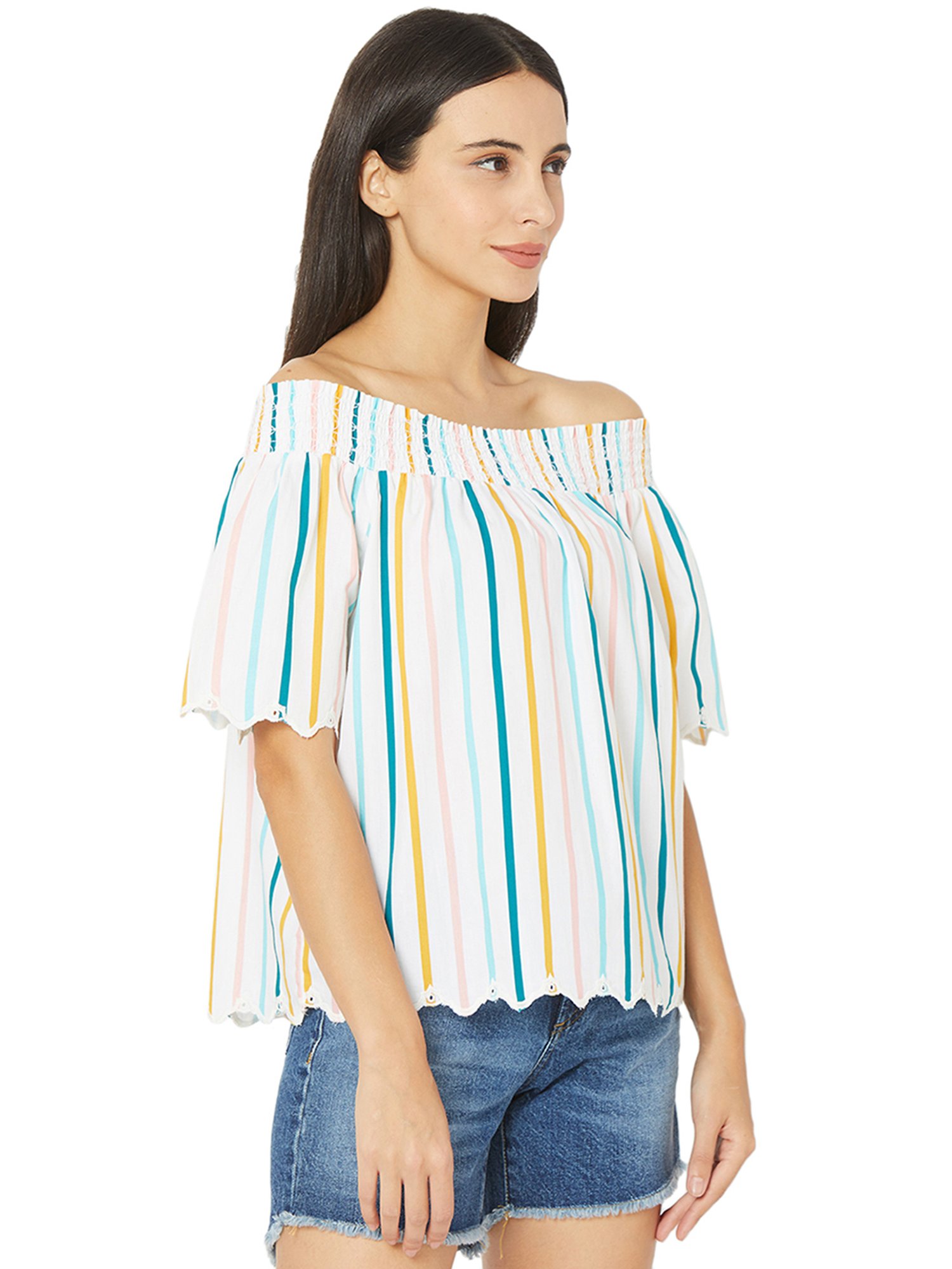 Spykar White Striped Top