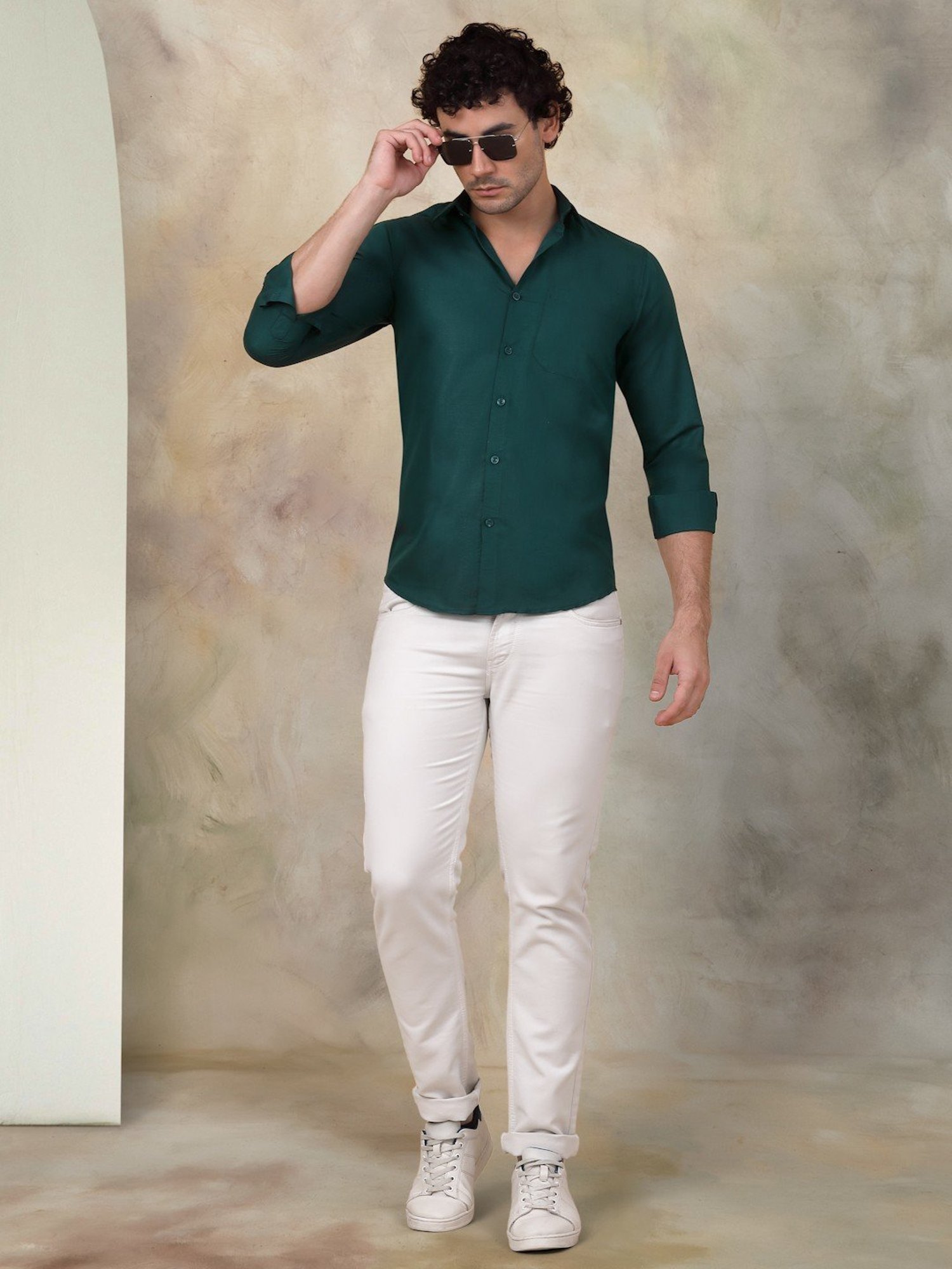 Indian Needle Dark-Green Ragular Fit Shirt