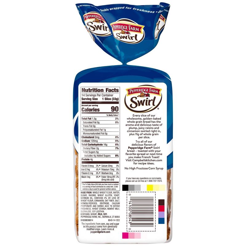 Pepperidge Farm 100% Whole Wheat Cinnamon Swirl with Raisins Bread - 16oz