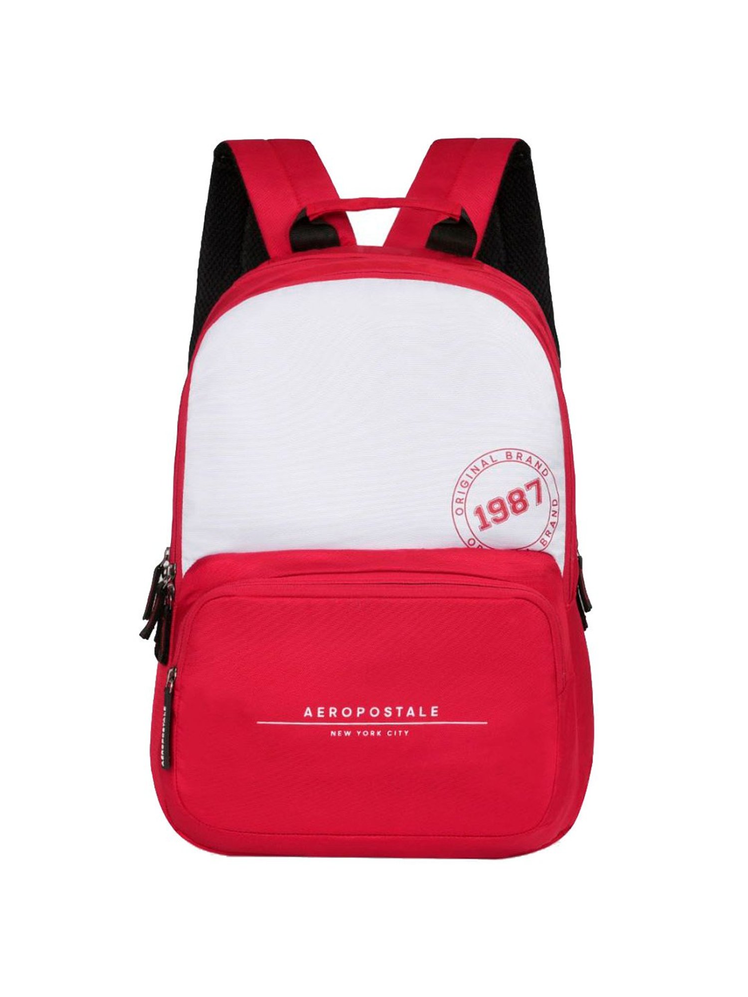 Aeropostale Wilton Red & White Polyester Color Block Laptop Backpack