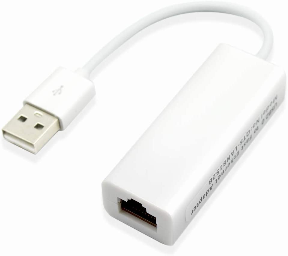 White USB 2.0 to RJ45 Ethernet Adapter - 10/100/Network Adapter -for Nintendo Switch, Wii, Wii U, MacBook, Chromebook, Windows 10, 8.1, Mac OS, Surface Pro, Linux ASIX
