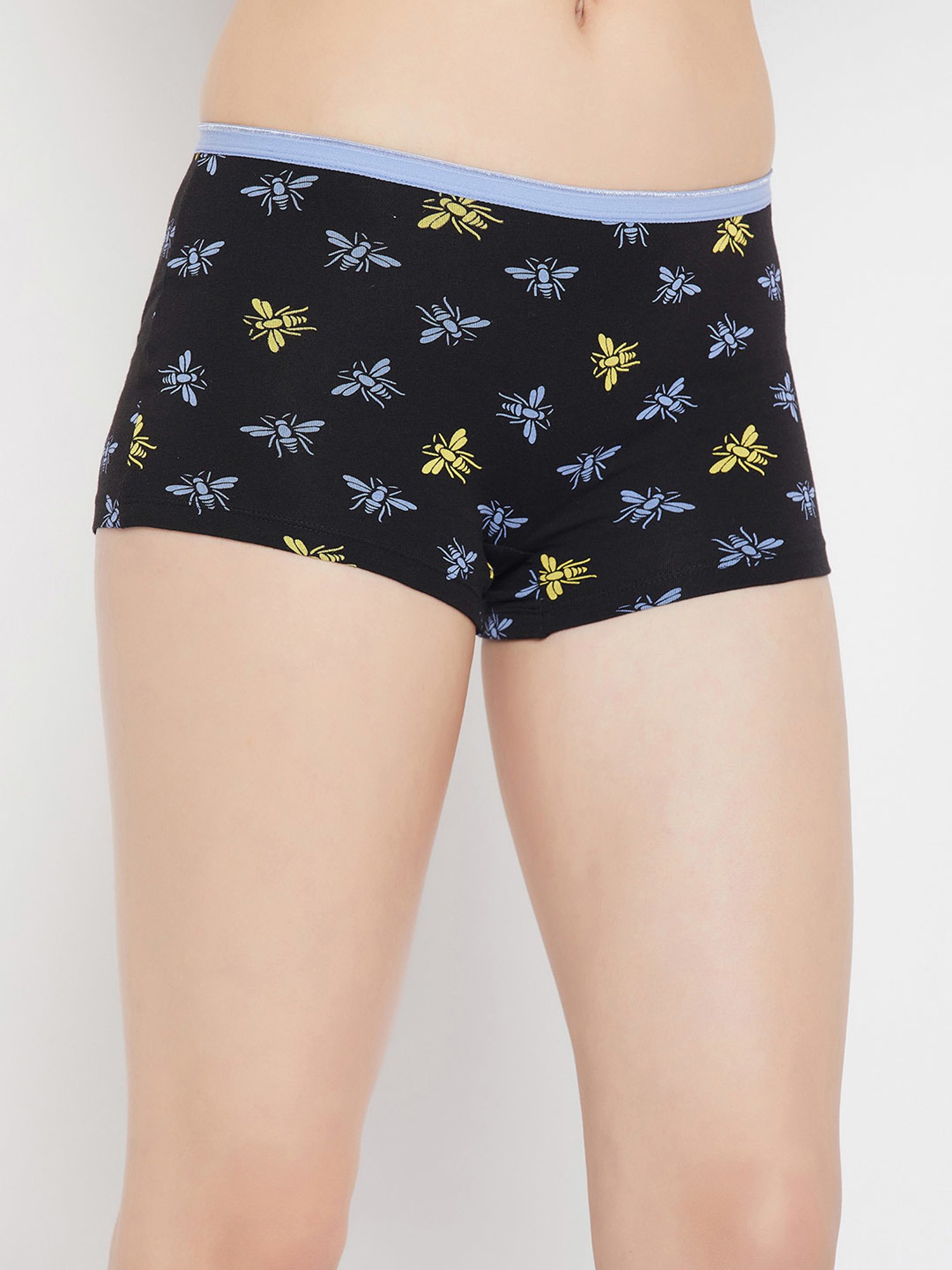 Clovia Black Printed Boy Shorts