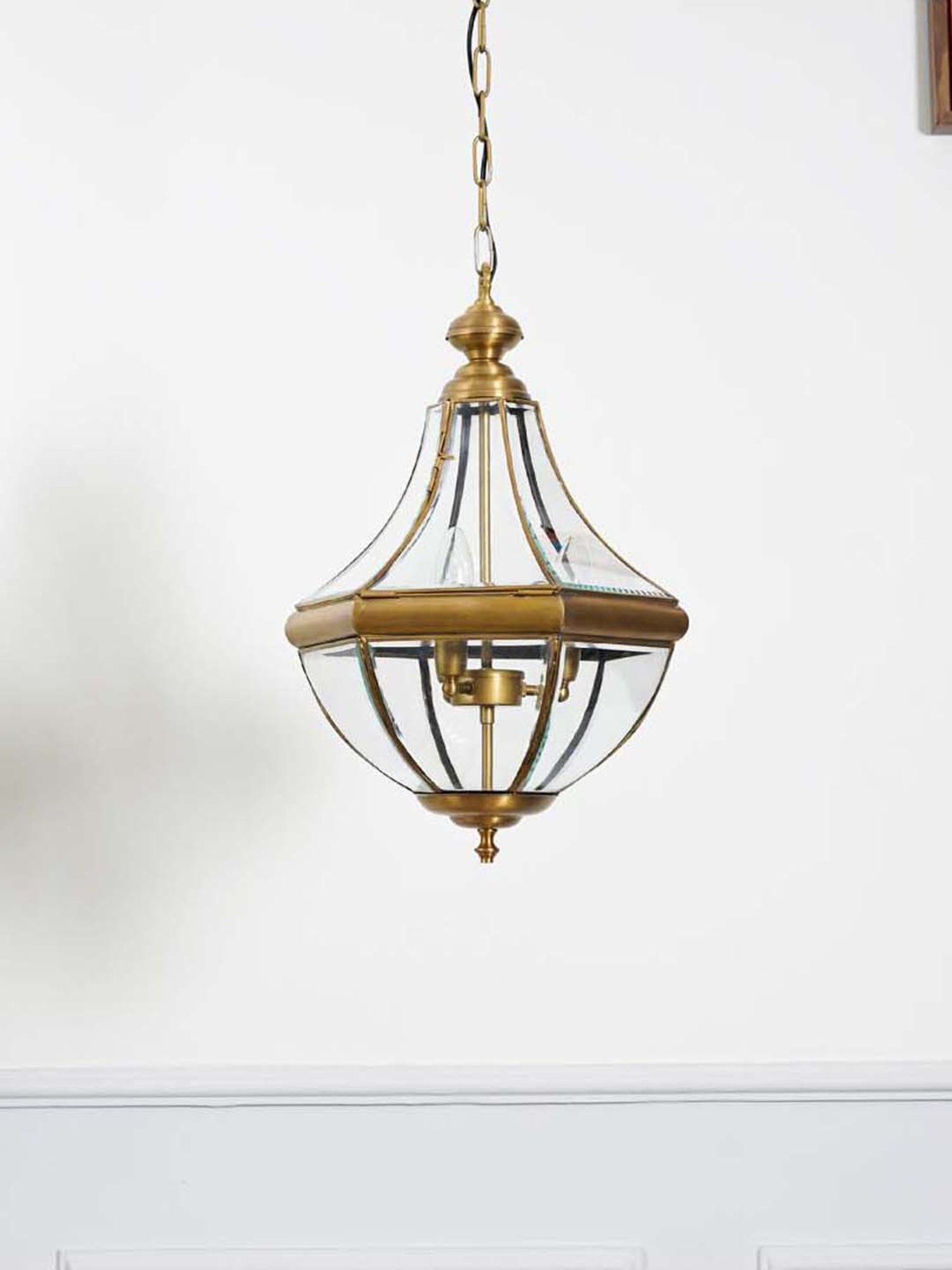 Kapoor Lamp Shades Antique Brass & Clear Costa Pendant Light