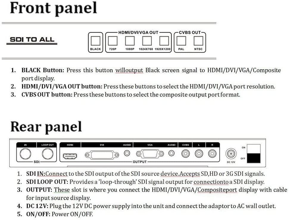 Top-Longer SDI HD-SDI 3G-SDI to CVBS VGA DVI HDMI Signal Converter SDI to All Scaler Converter