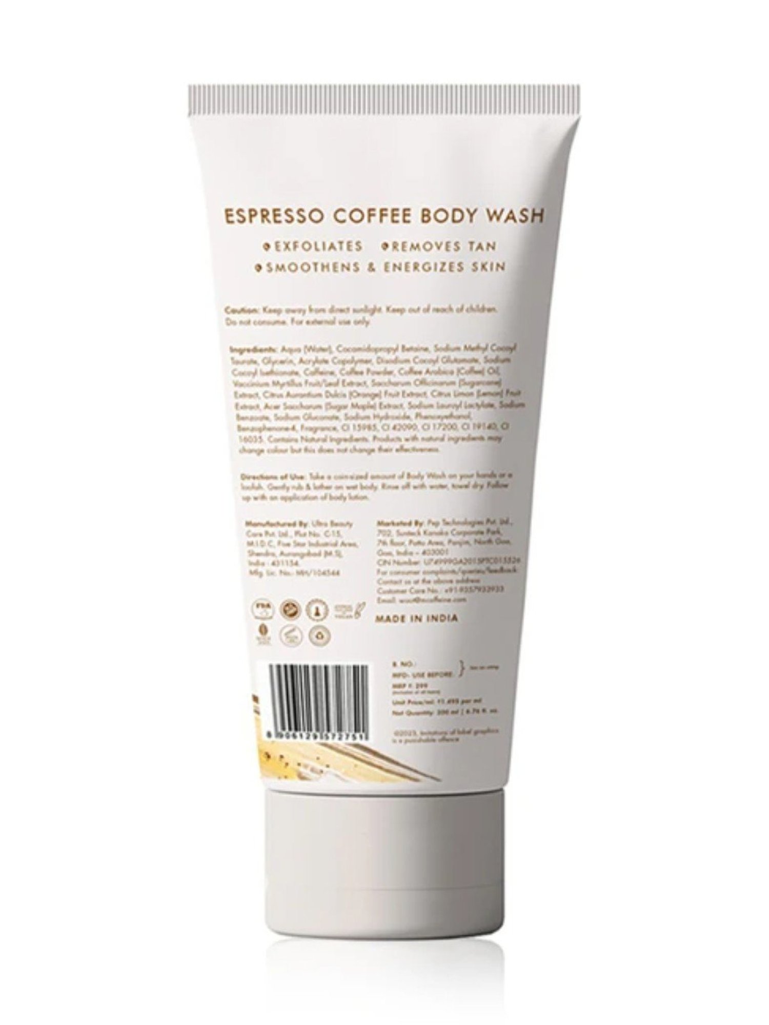 mCaffeine Espresso Coffee Body Wash - 200 ml