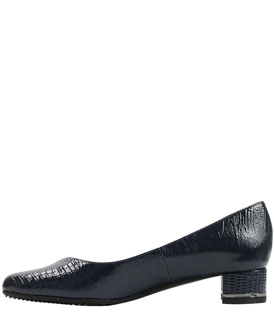 J. Renee Bambalina Lizard Print Patent Leather Block Heel Pumps