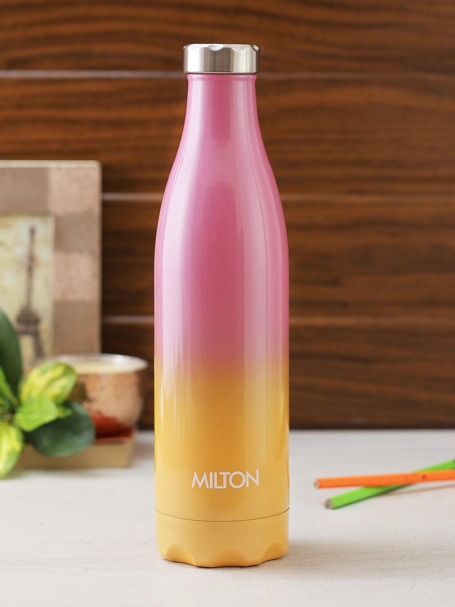 Milton PRUDENT Pink Stainless Steel Hot & Cold Water Bottle (820ml)