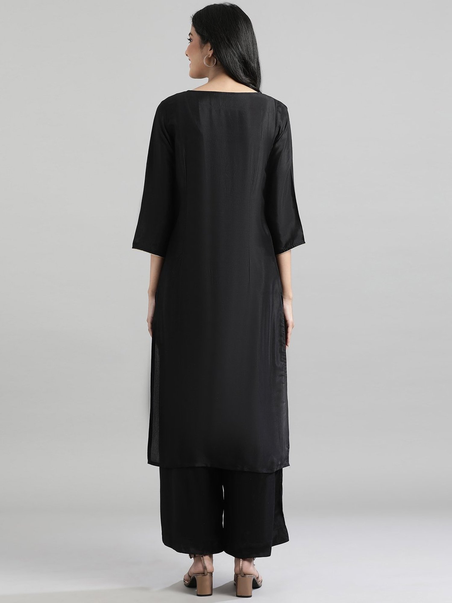 Aurelia Black Geometric Print Kurta Palazzo Set