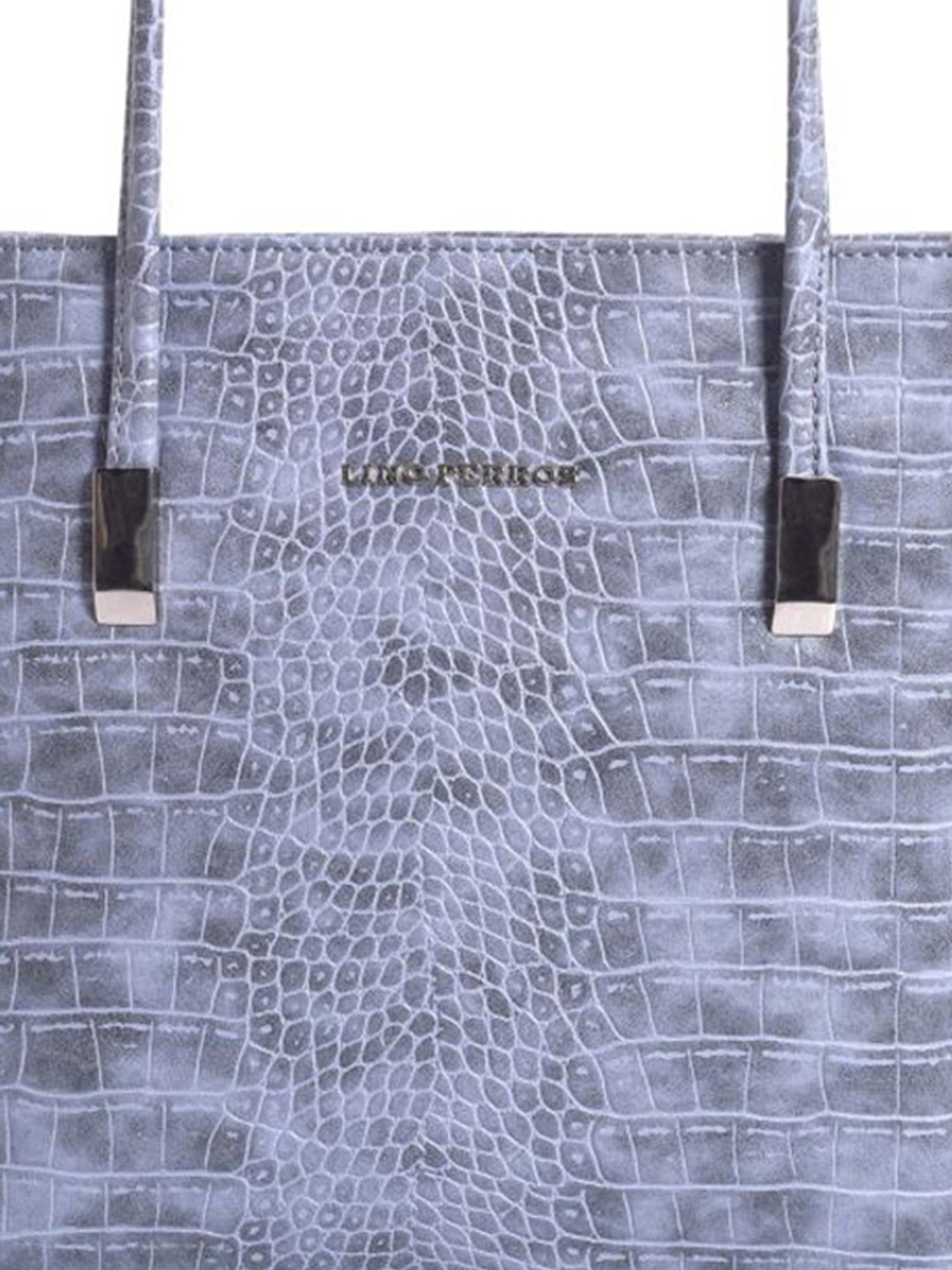 Lino Perros Blue Textured Medium Tote Handbag
