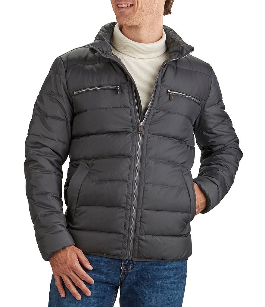Cole Haan Hooded Down Zip Front Puffer Jacket