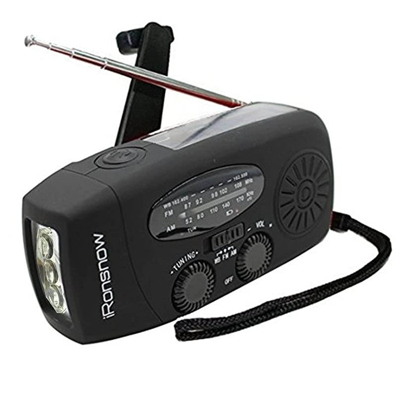Upgraded 2000mAh?  Solar Emergency NOAA Weather Radio Dynamo Hand Crank Self Powered AM FM WB Radios 3 LED Flashlight 2000mAh with Charging Indicator Smart Phone Charger Power Bank (Black)