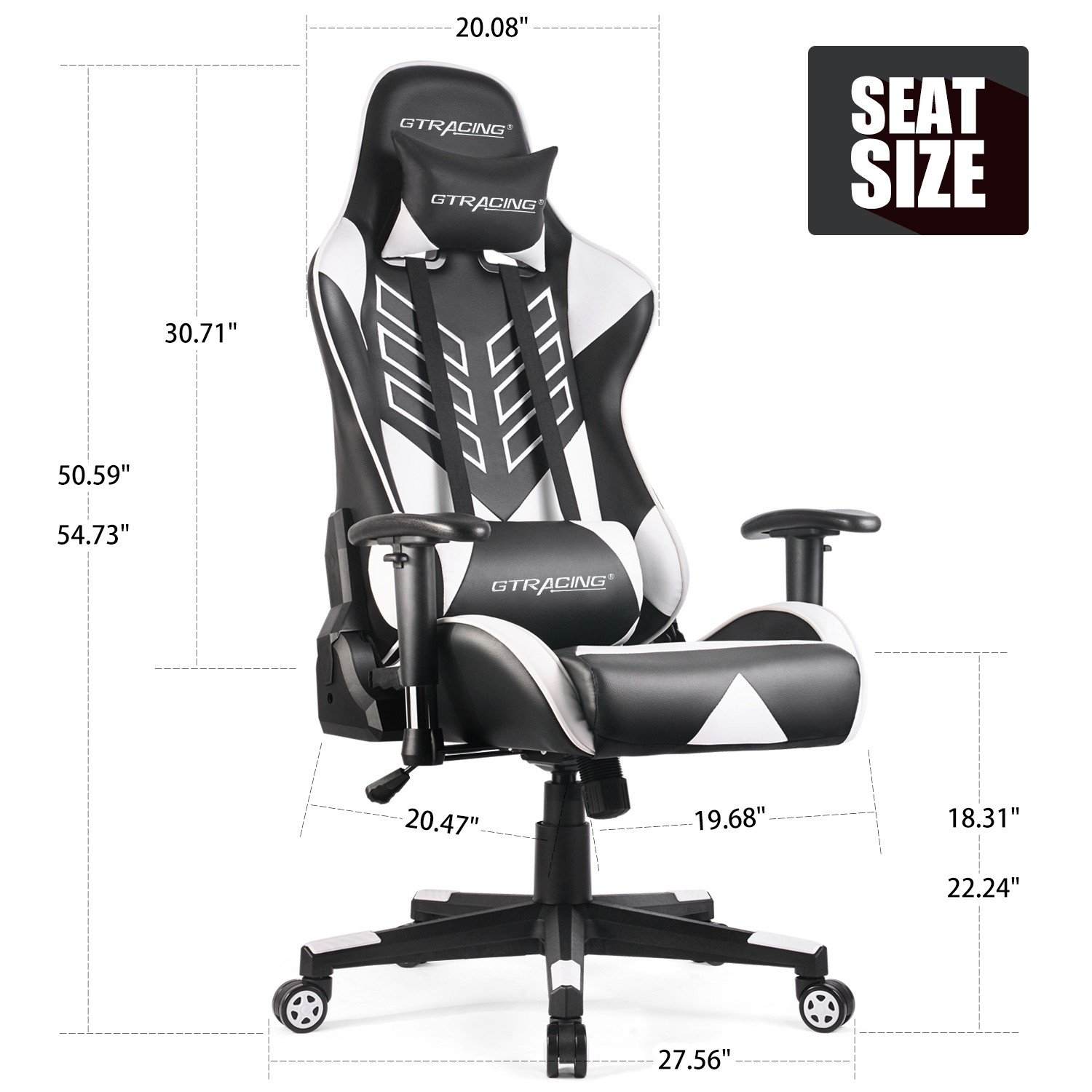 GTRACING Executive High-Back Gaming Chair Computer Office Chair PU Leather Swivel Chair Racing Chair
