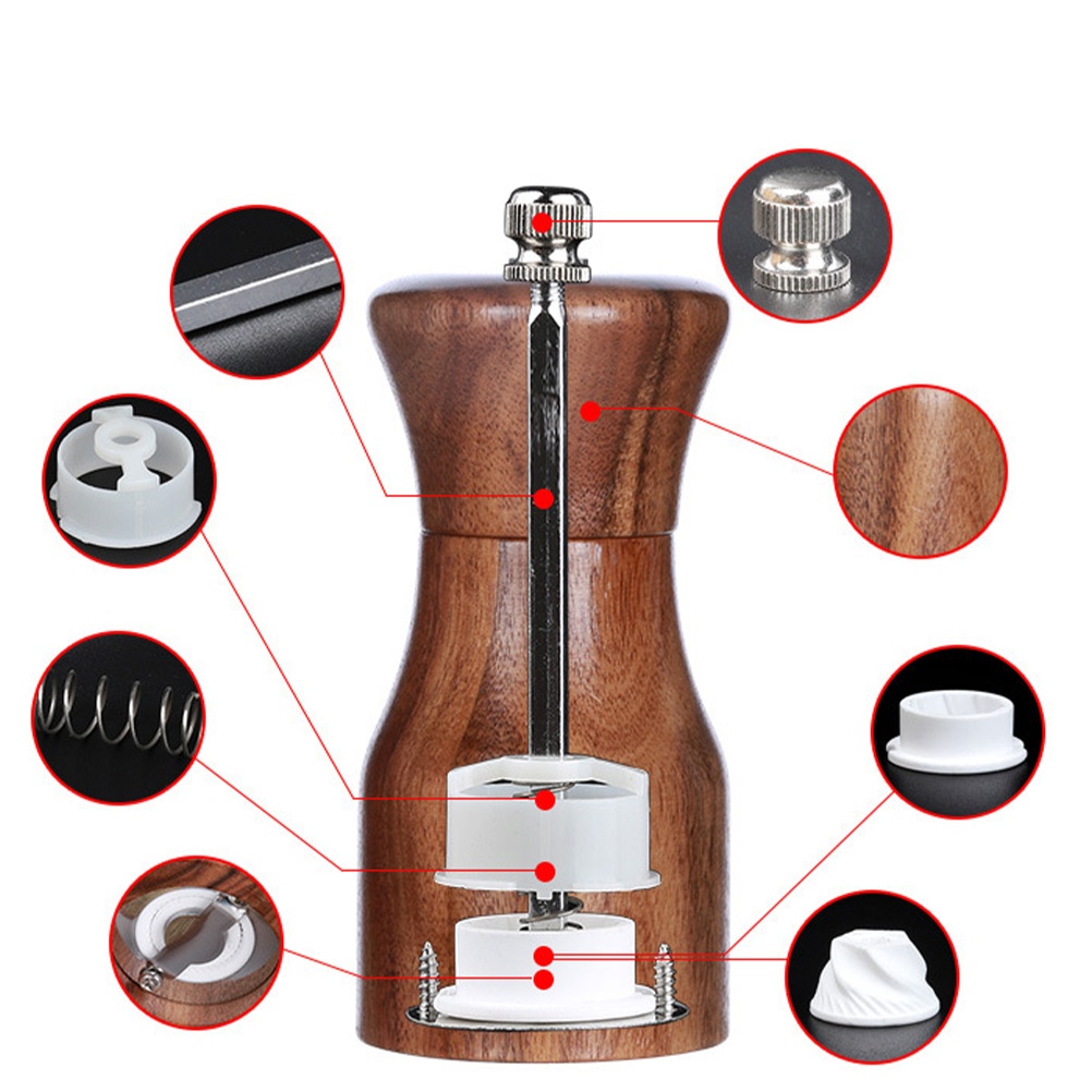 1 Set Pepper Grinder with Salt Pot Manual Pepper Mill Wood Bottle Salt Mill Cruet Cooking Grinding Tool (Coffee)