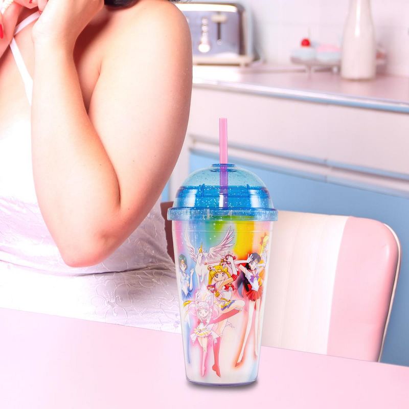 Just Funky Sailor Moon 16oz. Carnival Cup with Glitter Dome Lid
