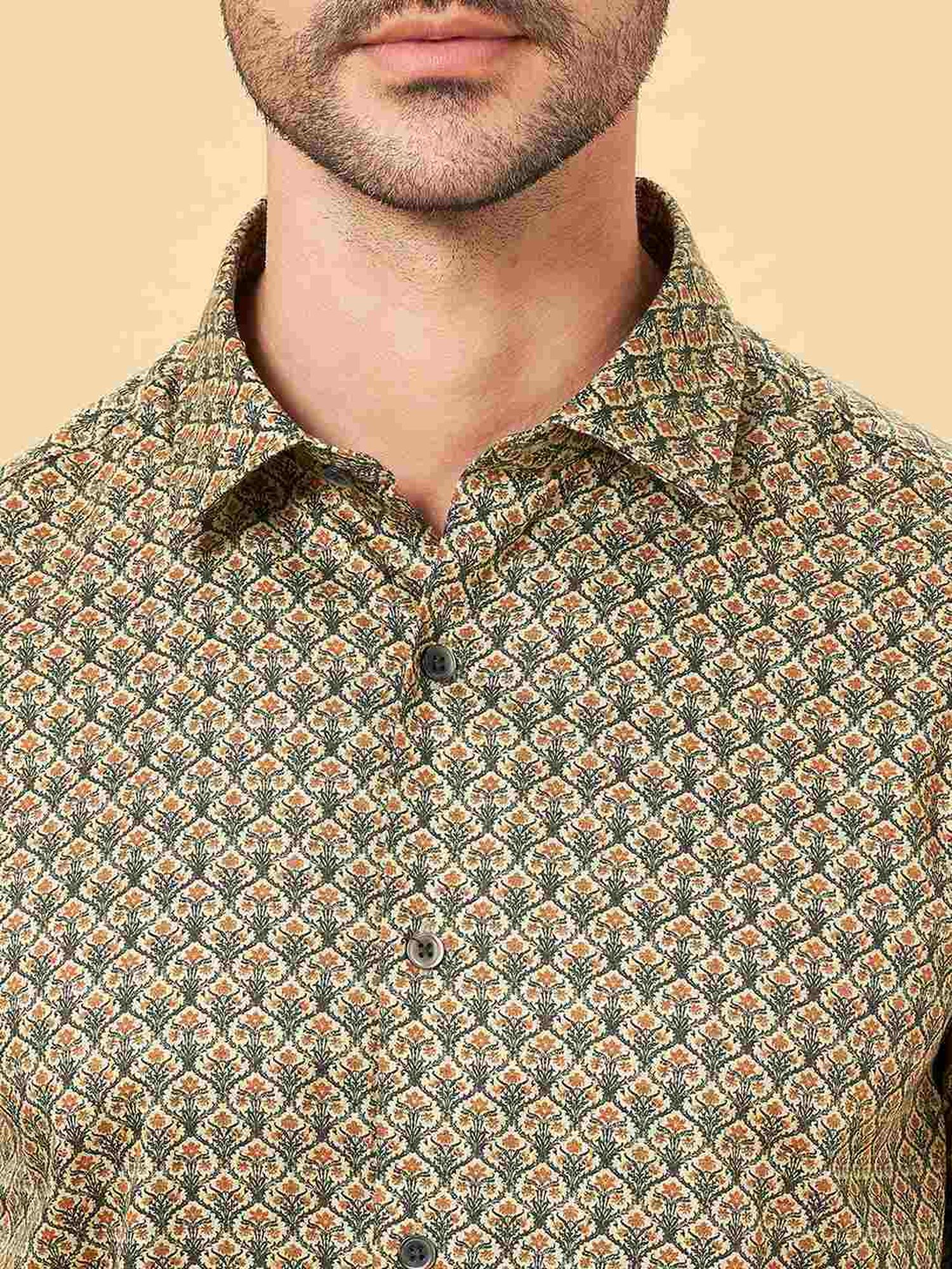 Peregrine by Pantaloons Aurora Cotton Slim Fit Printed Shirt