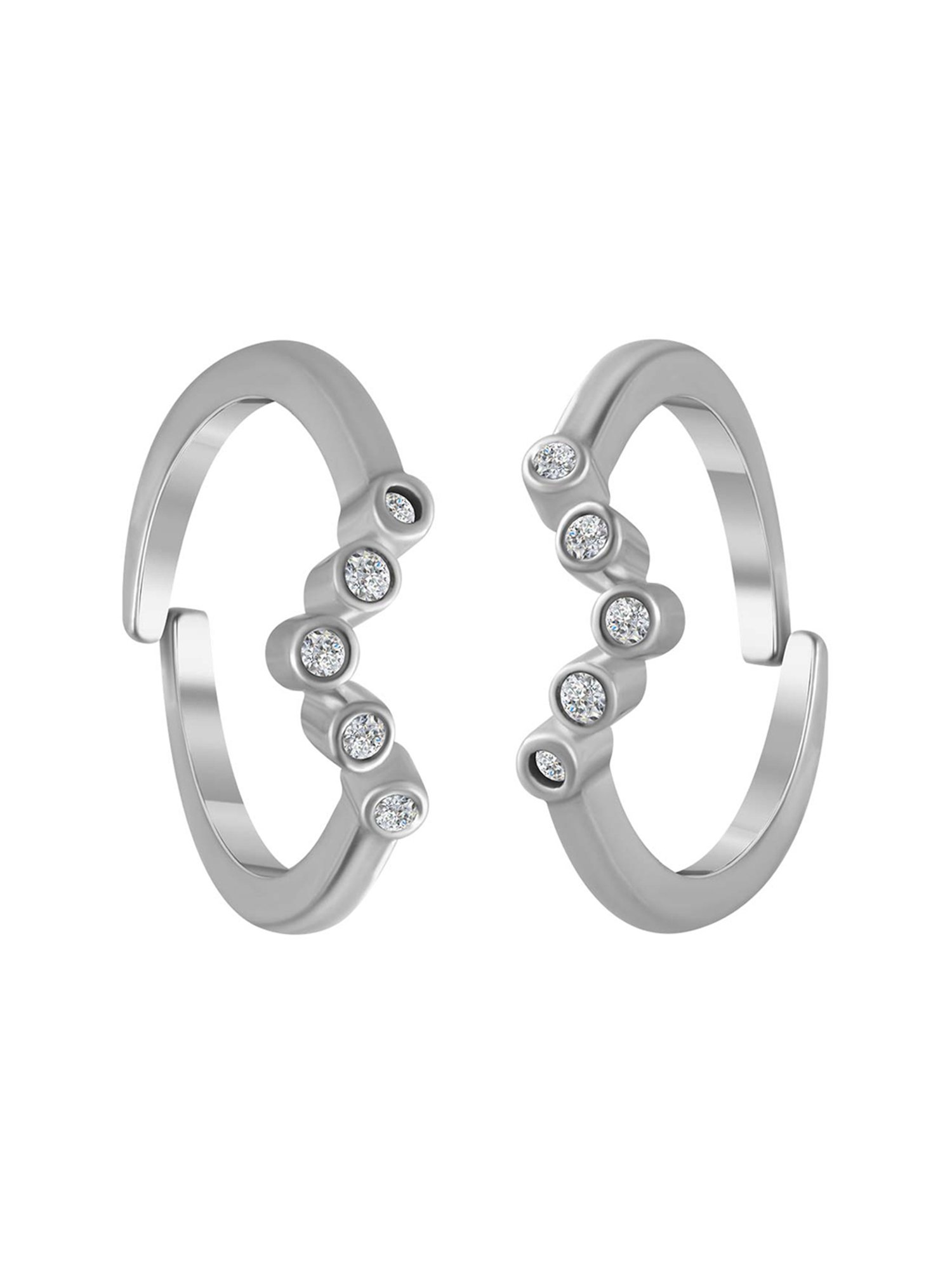 Rihi by P.C. Chandra Jewellers 925 Silver Stone Dot Toe-Rings For Women & Girls