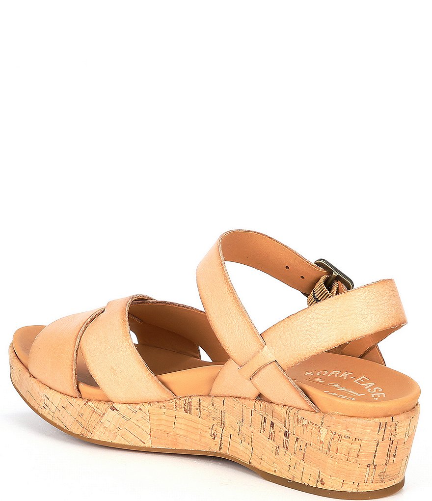 Kork-Ease Myrna Ankle Strap Banded Leather & Cork Wedge Sandals