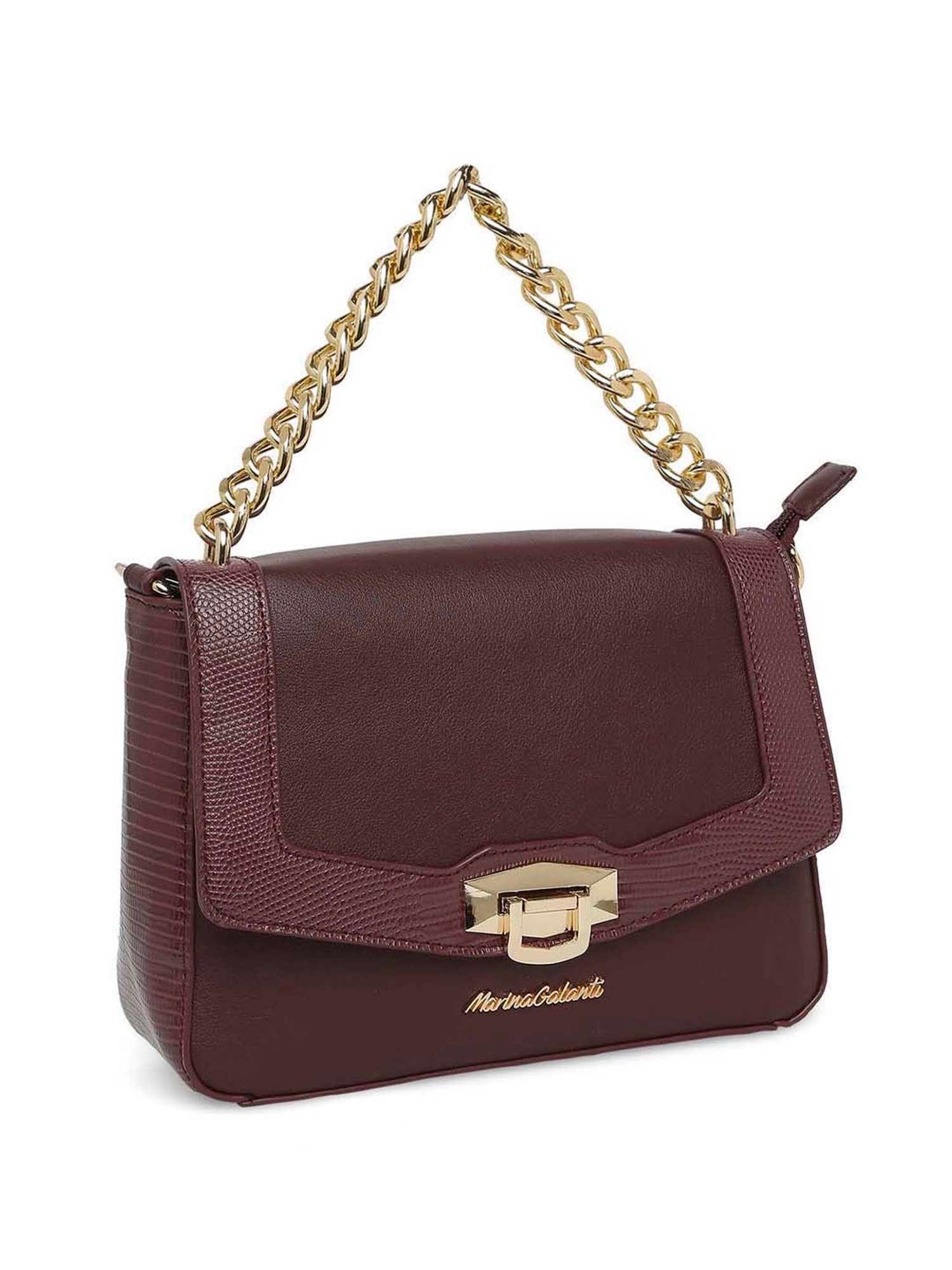 Marina Galanti Maroon Solid Medium Satchel Handbag