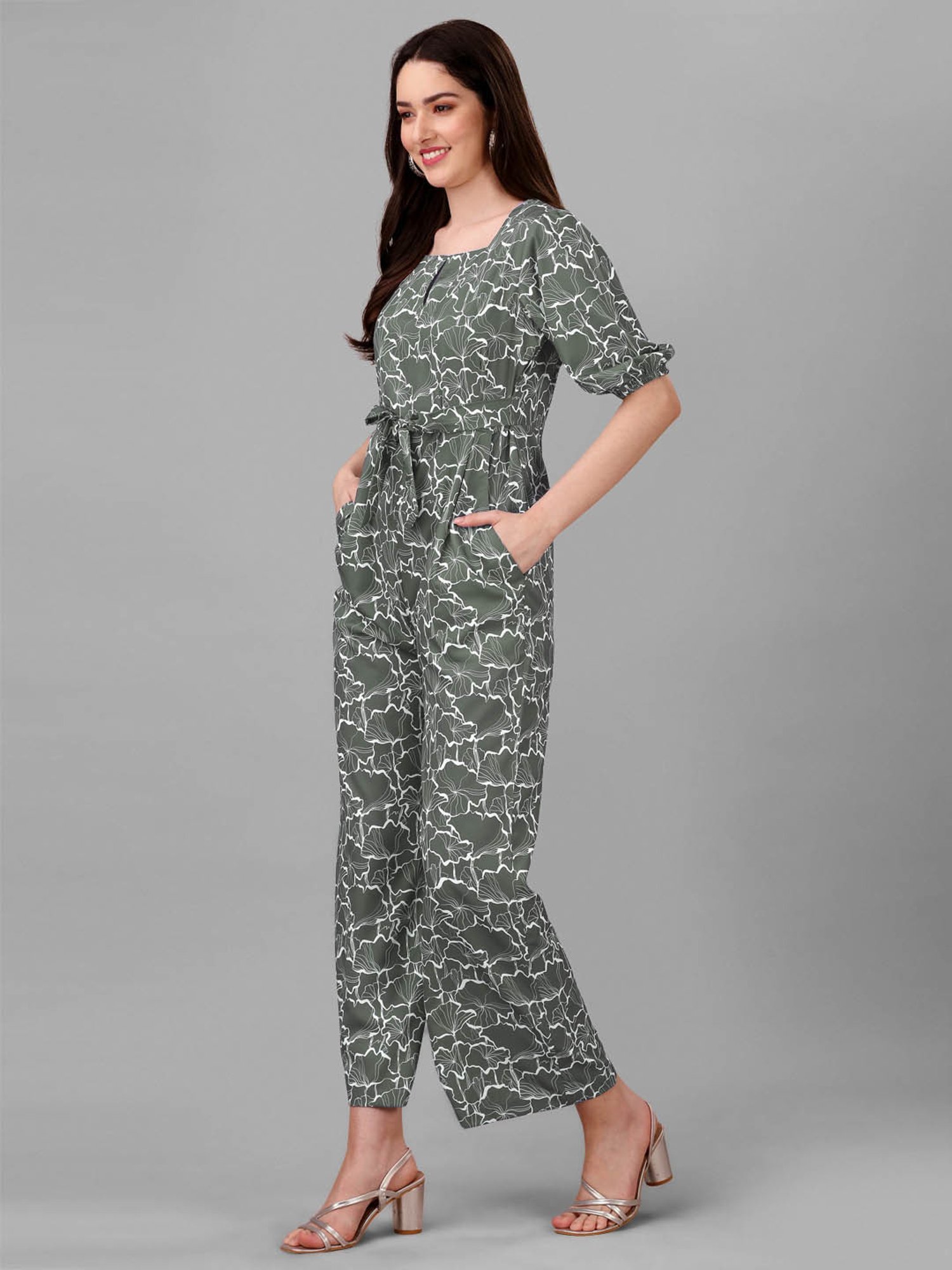 MASAKALI.CO Dark Green Printed Jumpsuit