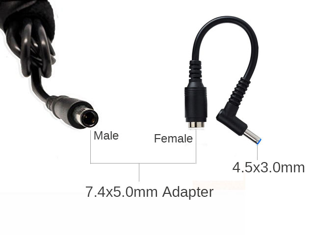 Laptop Adapter Tip Connector Converter for 7.4x5.0mm HP Stream Spectre Pavilion Envy Elitebook Split Chromebook/Dell Latitude Inspiron XPS Precision to 4.5x3.0mm Asus, Toshiba, Lenovo Ideapad