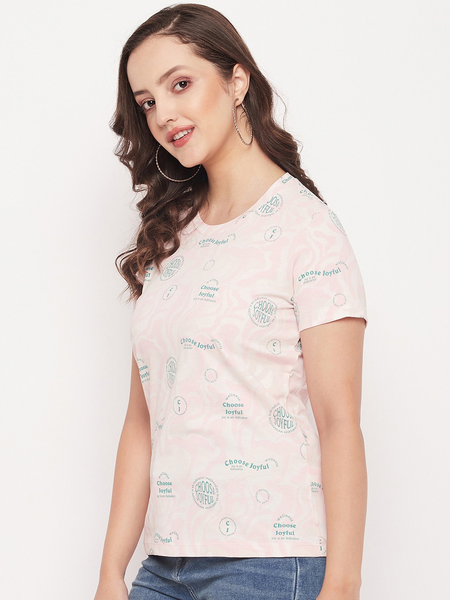 MADAME Peach Graphic Print T-Shirt