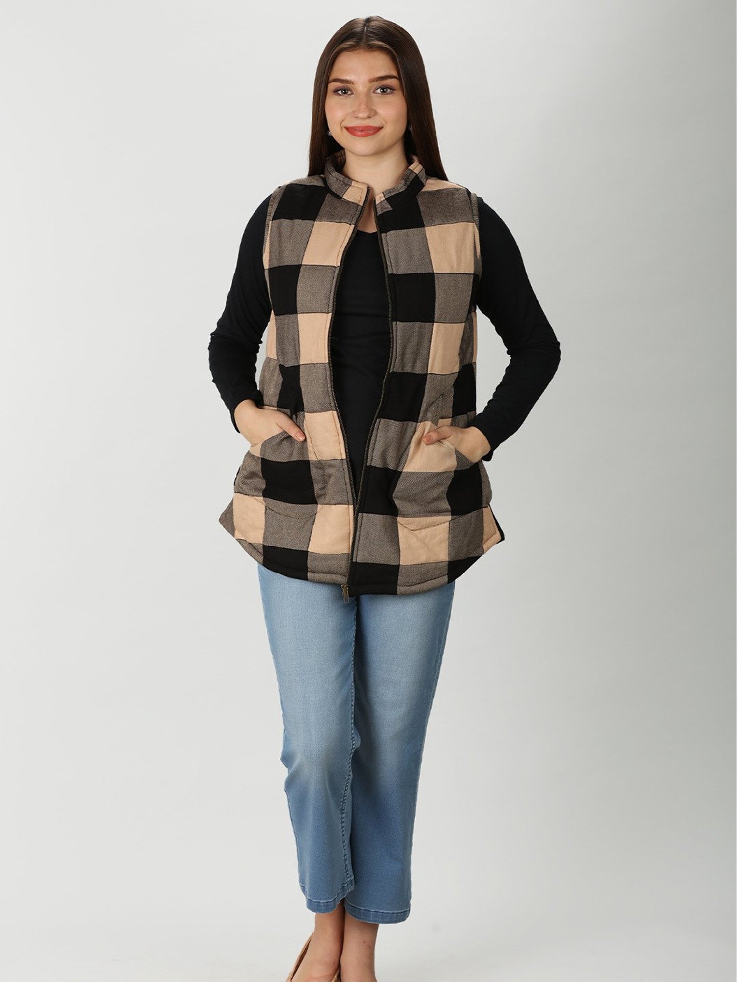 Mustard Multicolor Checks Jacket