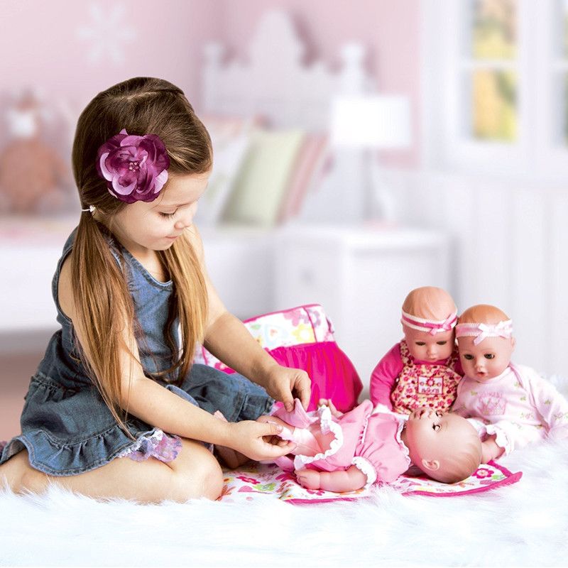 Adora Playtime Baby Flower Pink 13 inch Baby Doll with Floral Overalls, Bow Headband and Bottle