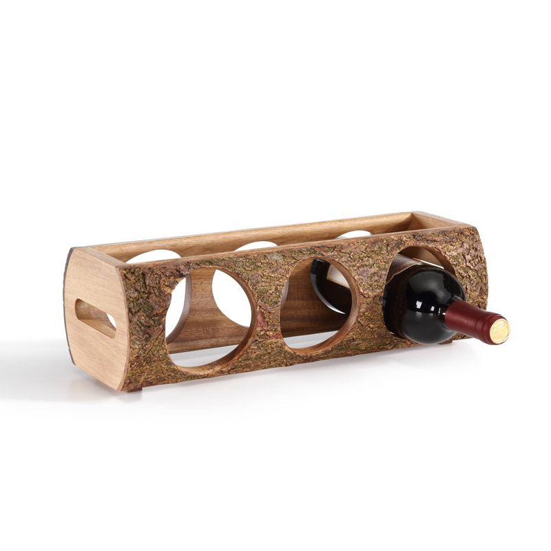 15.2" x 4.7" Stackable Three Bottle Wine Holder Acacia Wood Log Brown - Danya B.