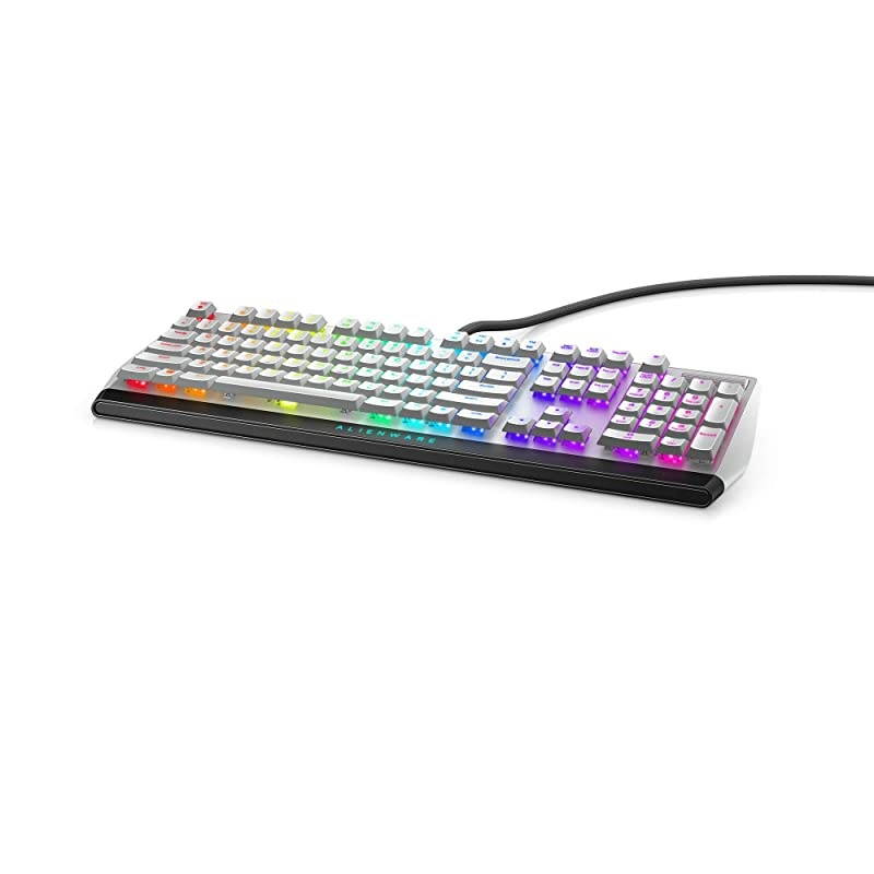 New  Low-Profile RGB Gaming Keyboard AW510K Light, Alienfx Per Key RGB Lighting, Media Controls and USB Passthrough, Cherry MX Low Profile Red Switches, Lunar Light