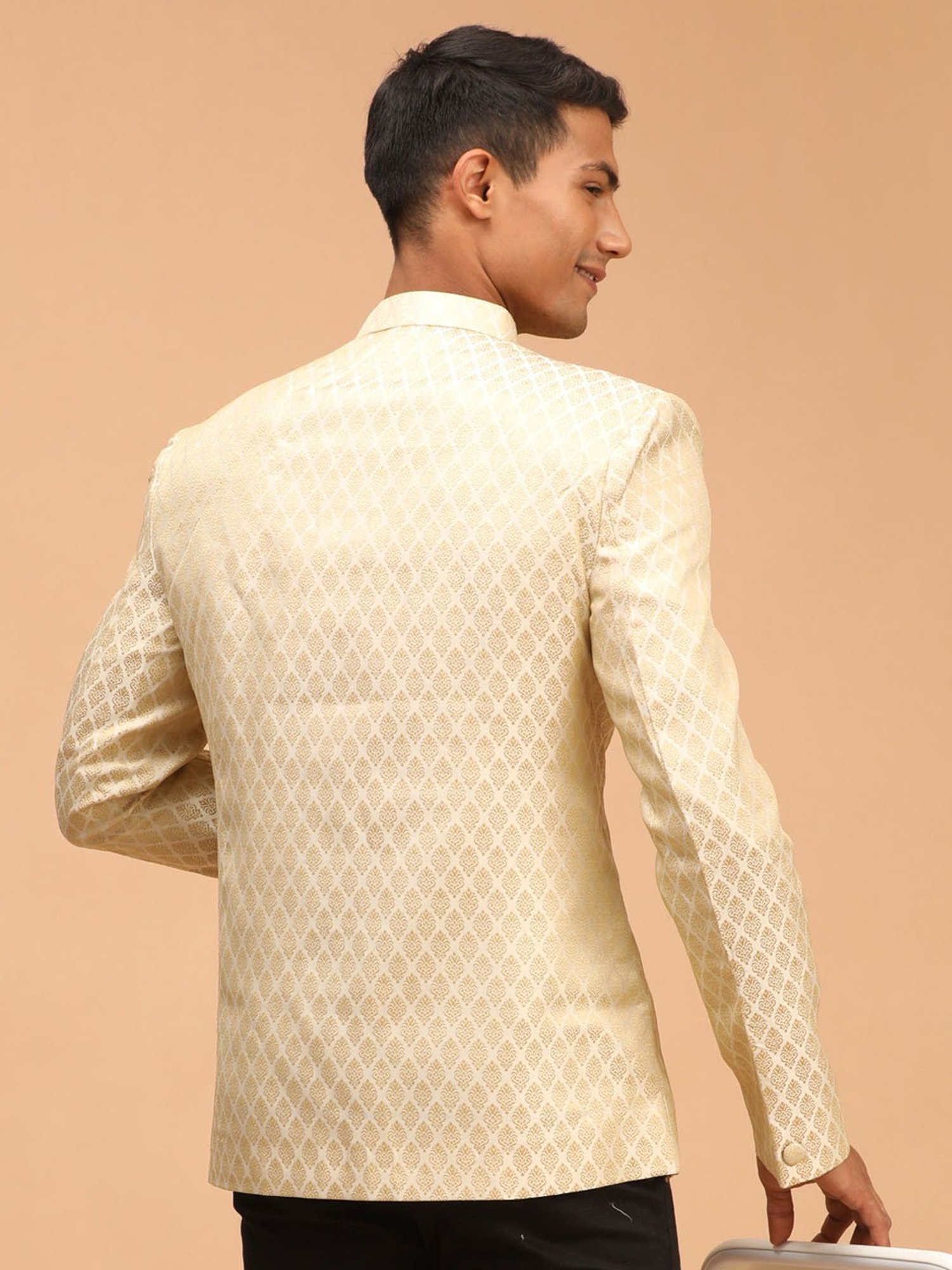 Hangup Cream Regular Fit Ethnic Blazer