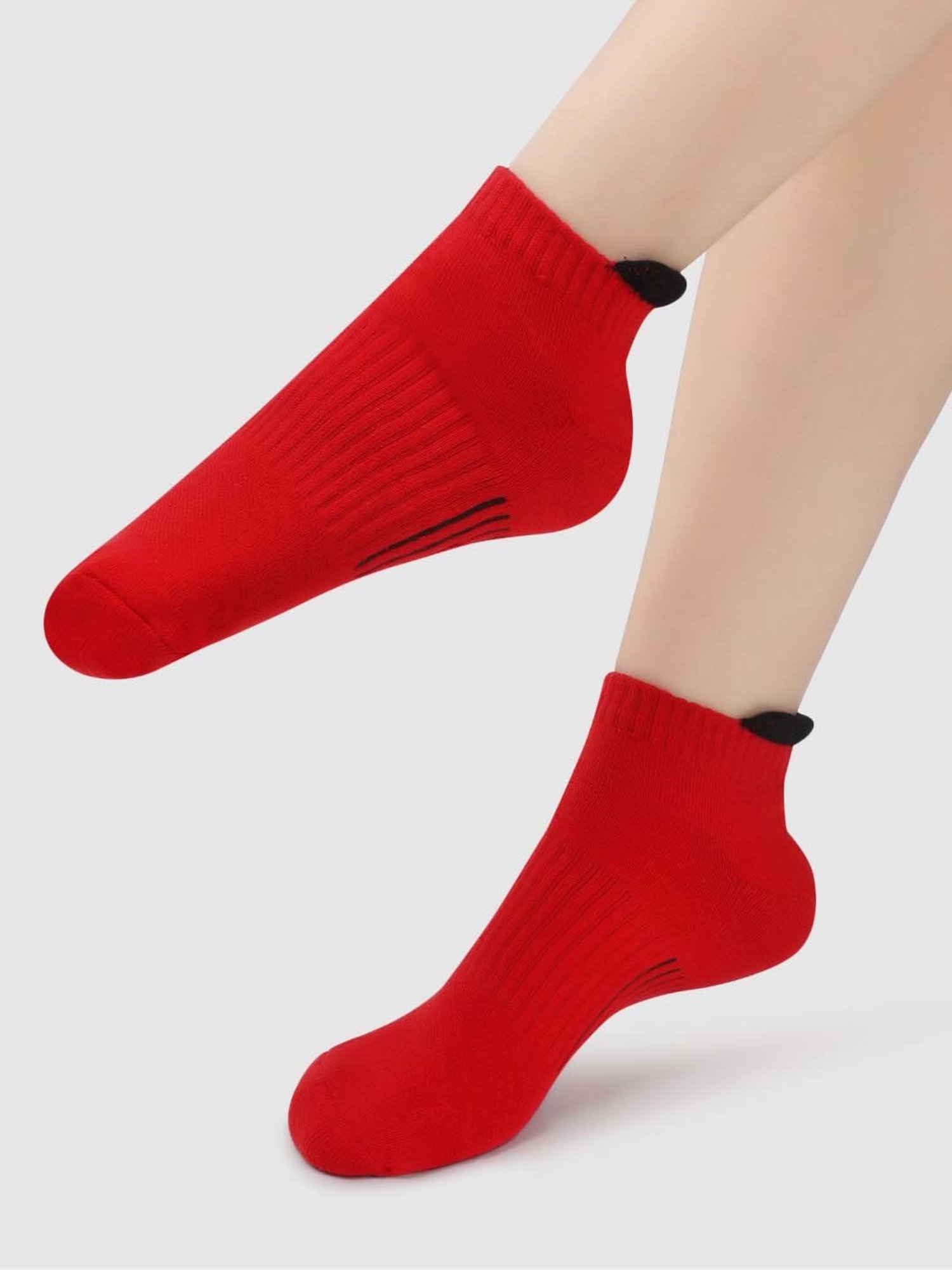 NEXT2SKIN Red & Grey Cotton Ankle Socks - Pack Of 3