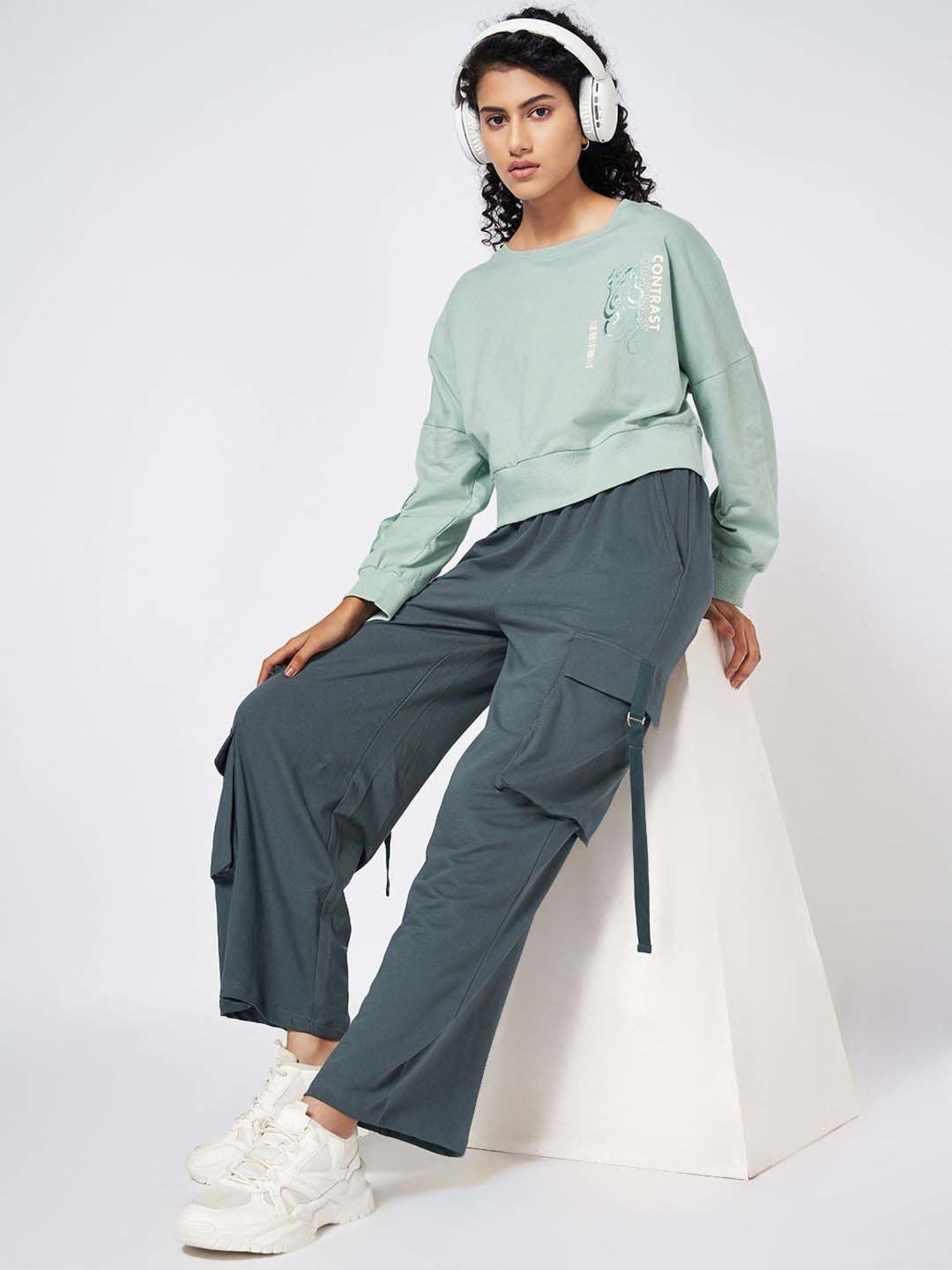 Ajile by Pantaloons Green Cotton Printed T-Shirt