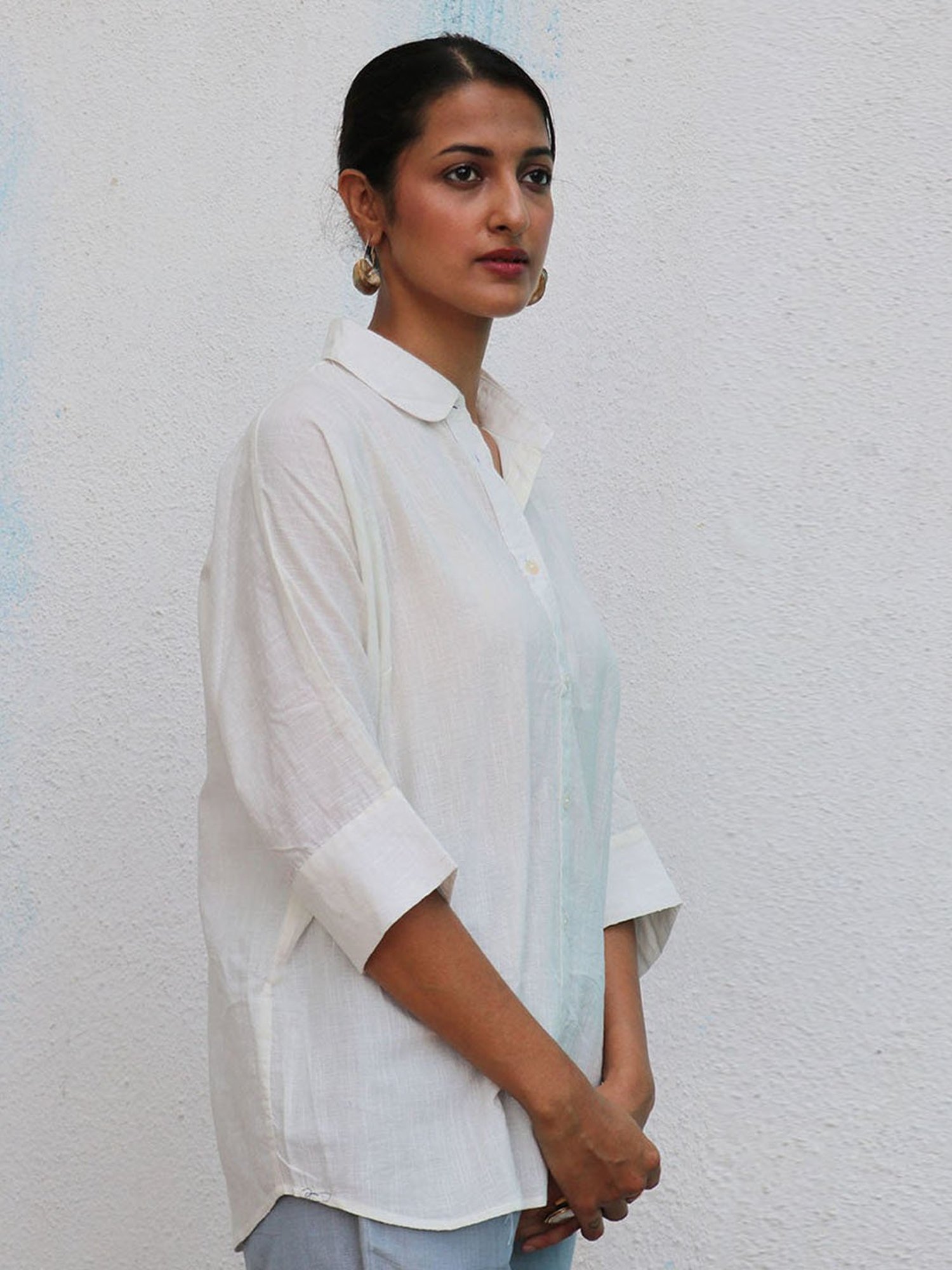 Chidiyaa White Breathe Meryl Handwoven Linen Shirt