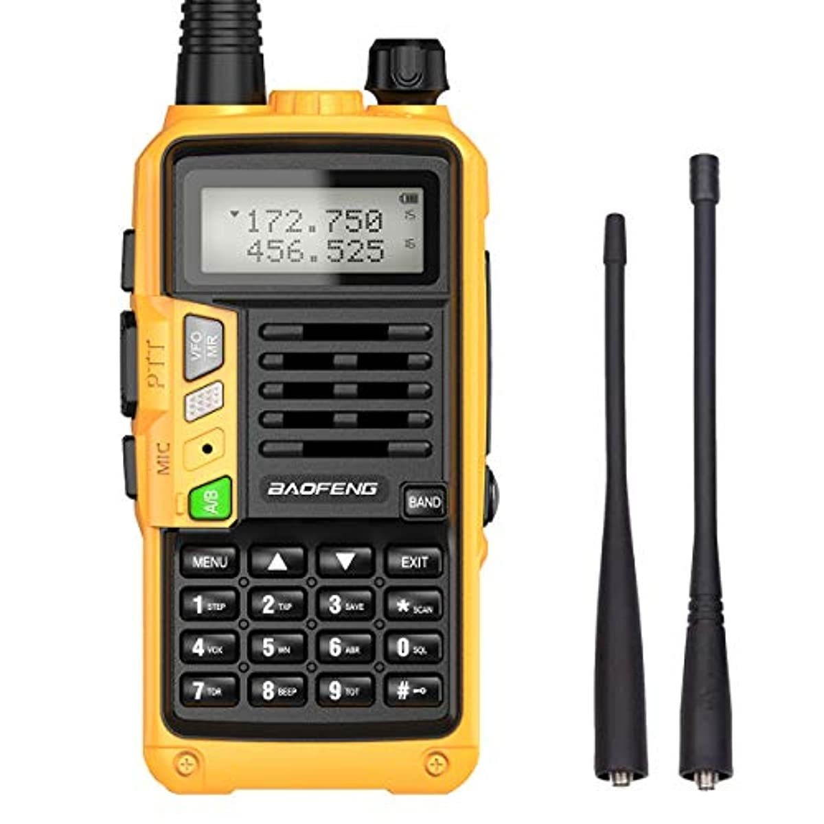 Baofeng S9PLUS Tri-Band Radio with 2200mAh Large Battery,Includes Antenna, 220 Antenna, Earpiece, and More Amateur (Ham) Two-Way Radio (Yellow)