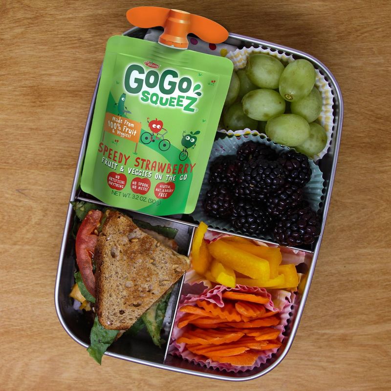 GoGo SqueeZ Fruit & VeggieZ Speedy Strawberry On-the-Go-Pouch, Apple, Strawberry, Zucchini 4ct / 3.2oz