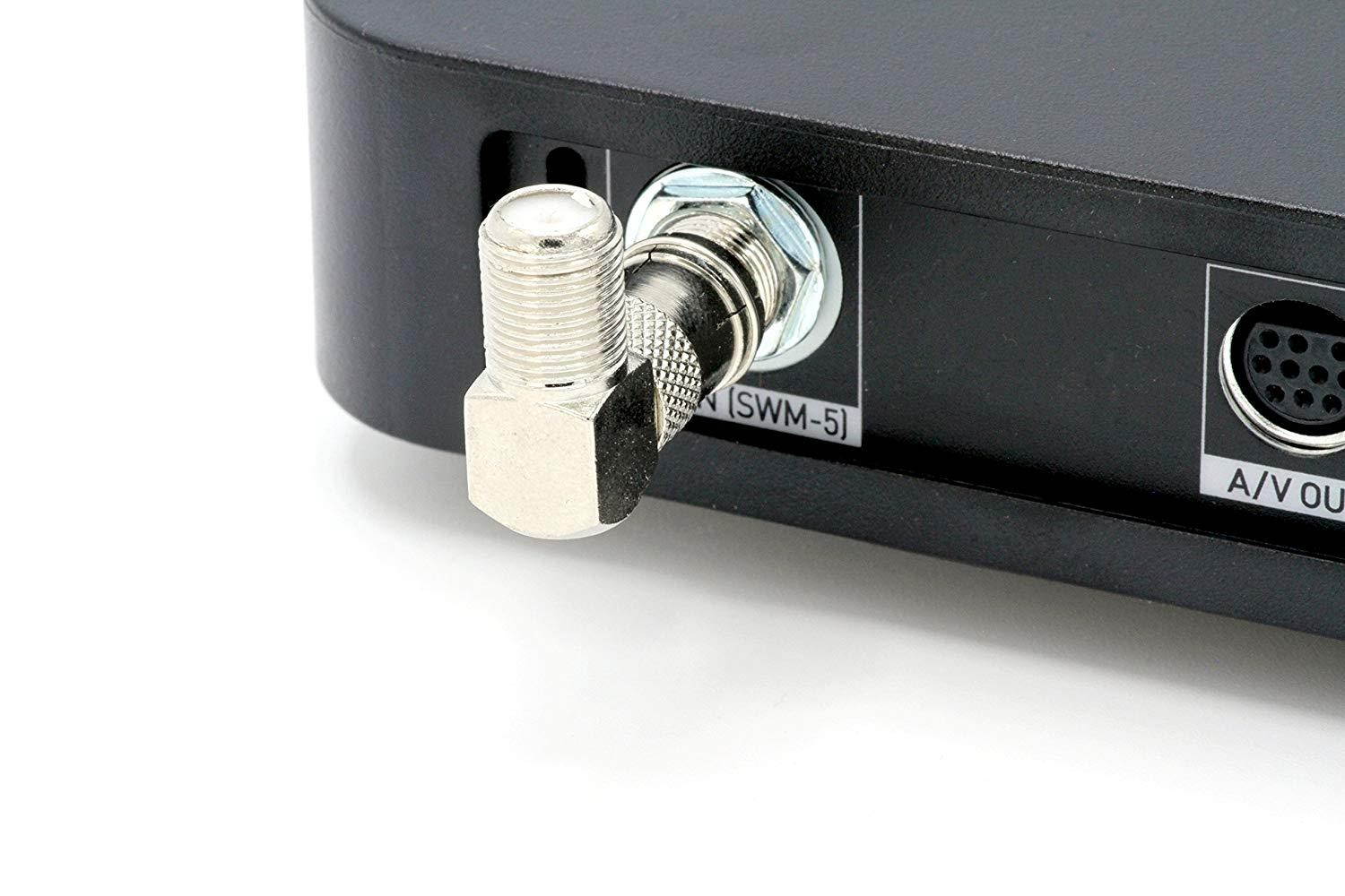 Right Angle Push On Coax Connector | F Type Female to Male Angle Adapter-25 pk