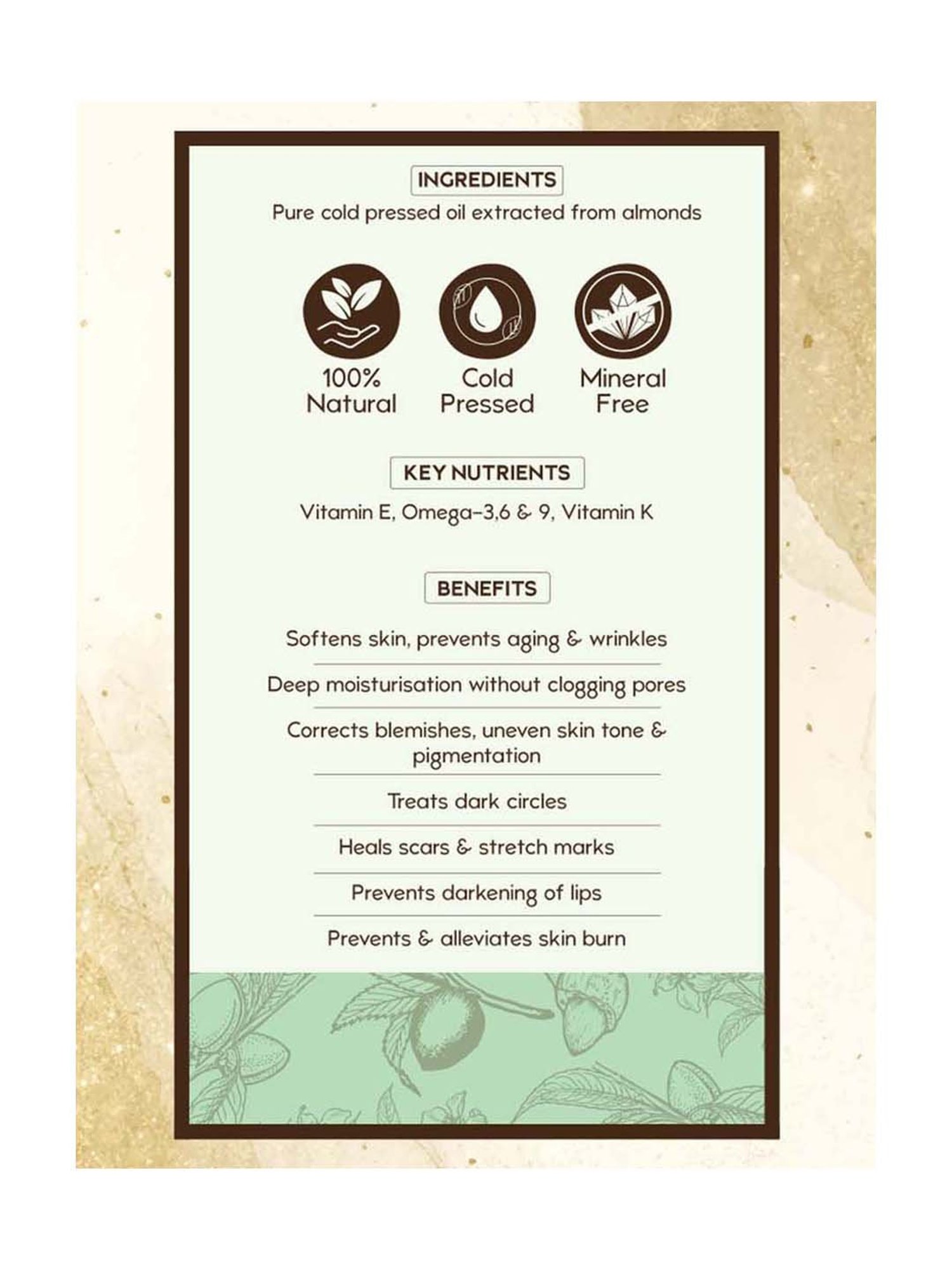 Nat Habit Pure Cold Pressed Almond Oil - 100 ml