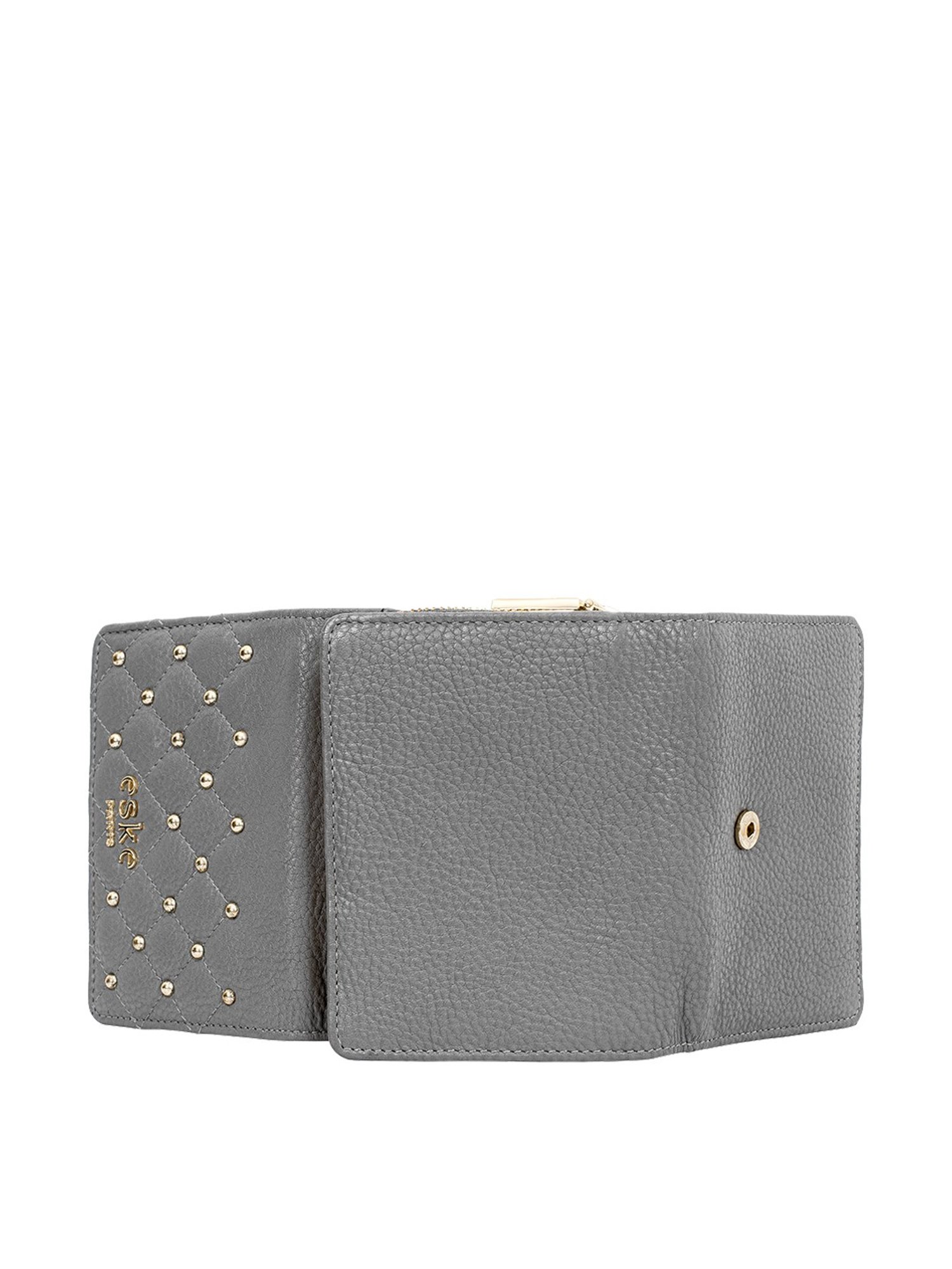 Eske Bria Grey Embellished Tri-Fold Wallet for Women