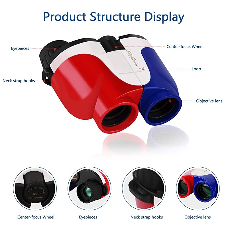10X25 Small Compact Lightweight Binoculars with Clear Vision, Easy Focus, Colorful Durable Binoculars for Adults Kids Bird Watching, Safari, Hiking, Travel, Concerts, Opera, Sport Games