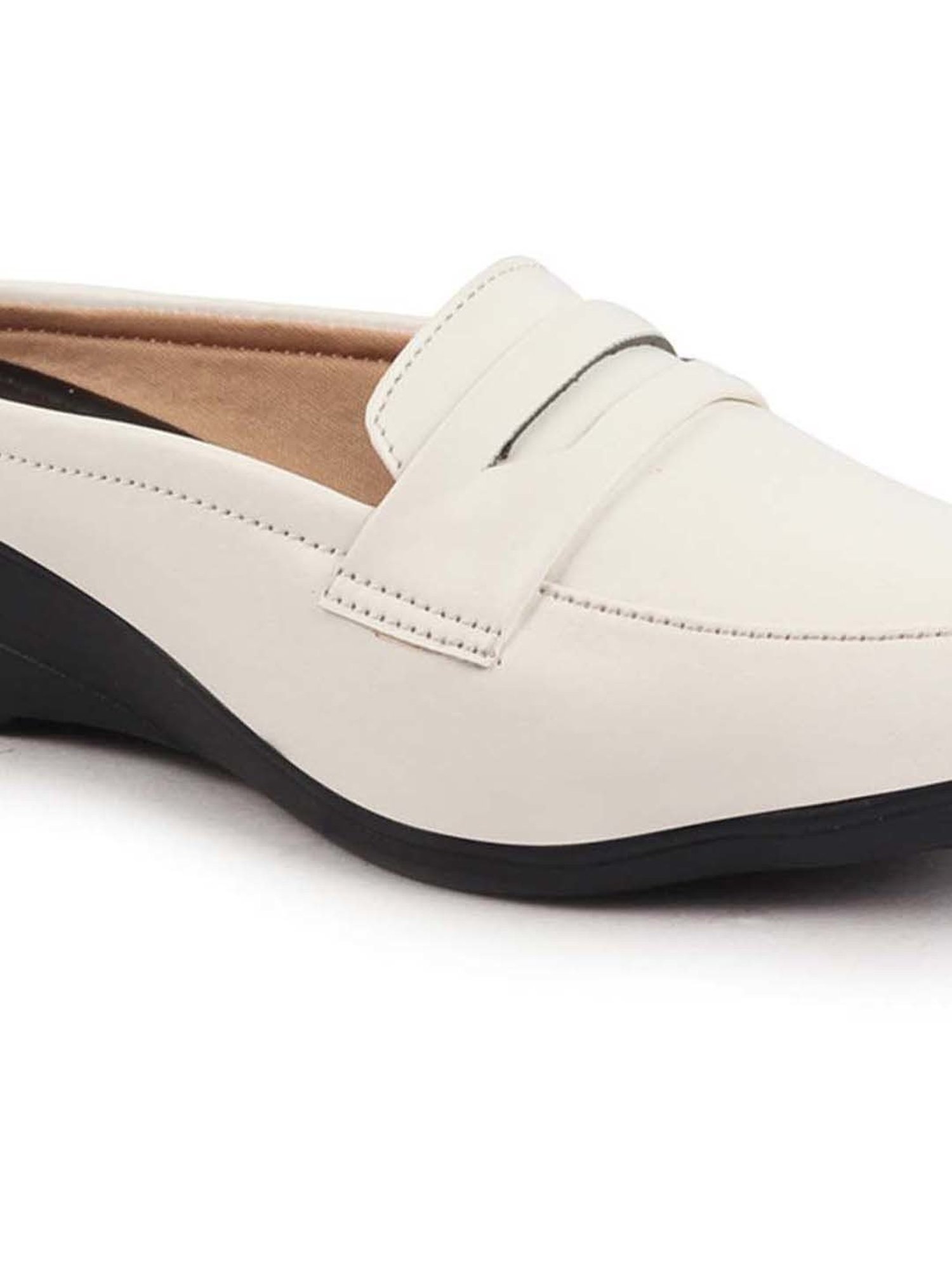 Fausto Women's White Mule Wedges