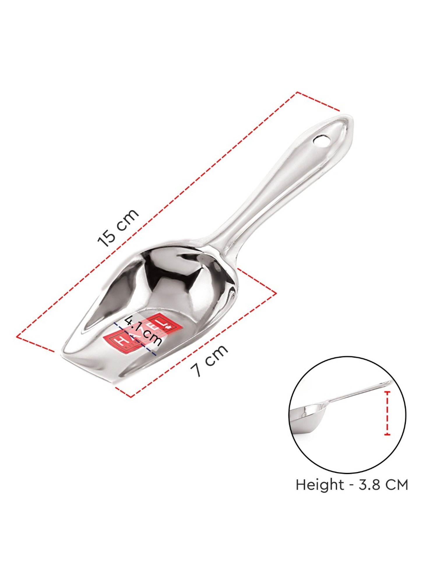 HAZEL Silver Stainless Steel Extra Small Kitchen Scoop for Grocery