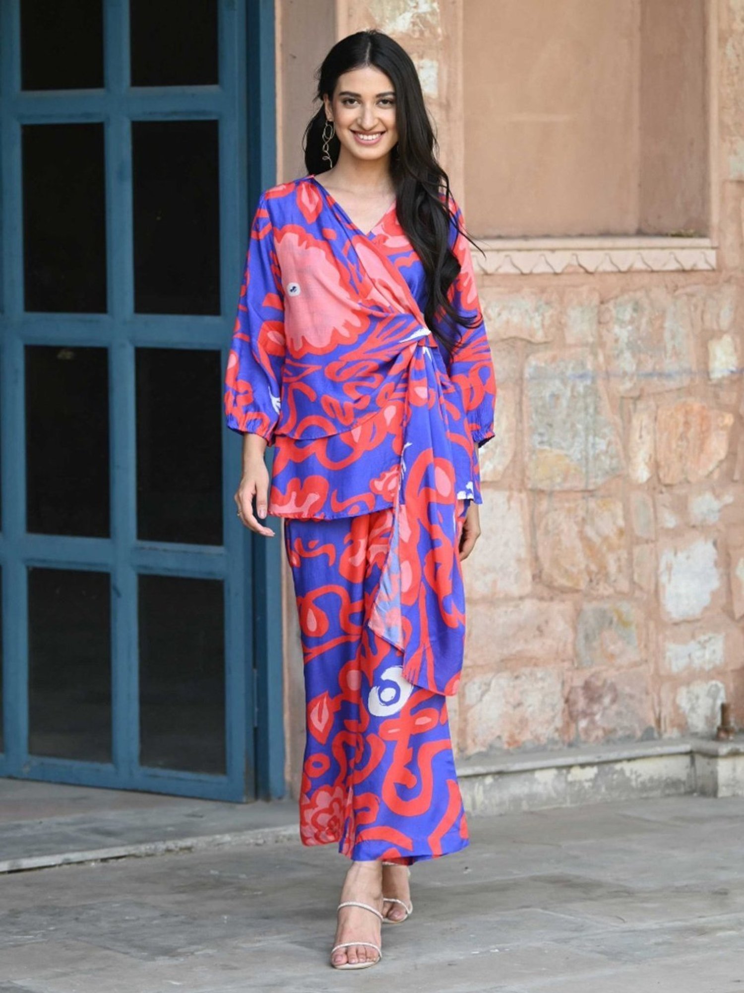 Mahee Jaipur Blue Chic Wave Tunic with Pant Co-ord Set